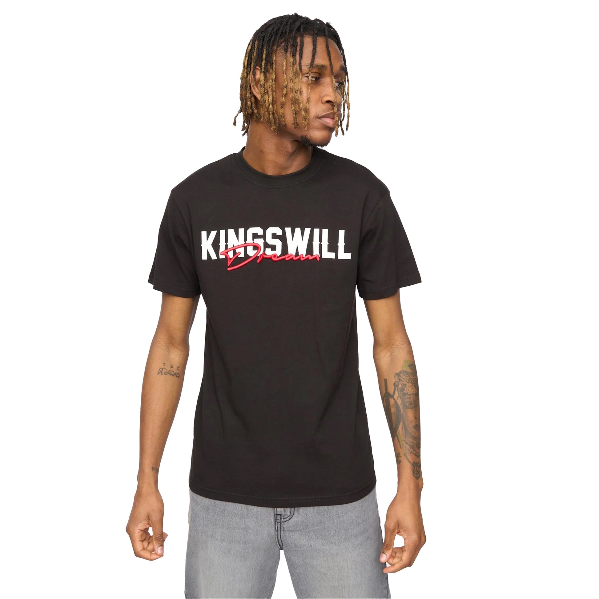 Black - Side - Kings Will Dream Mens Bilkie Embroidered Logo T-Shirt