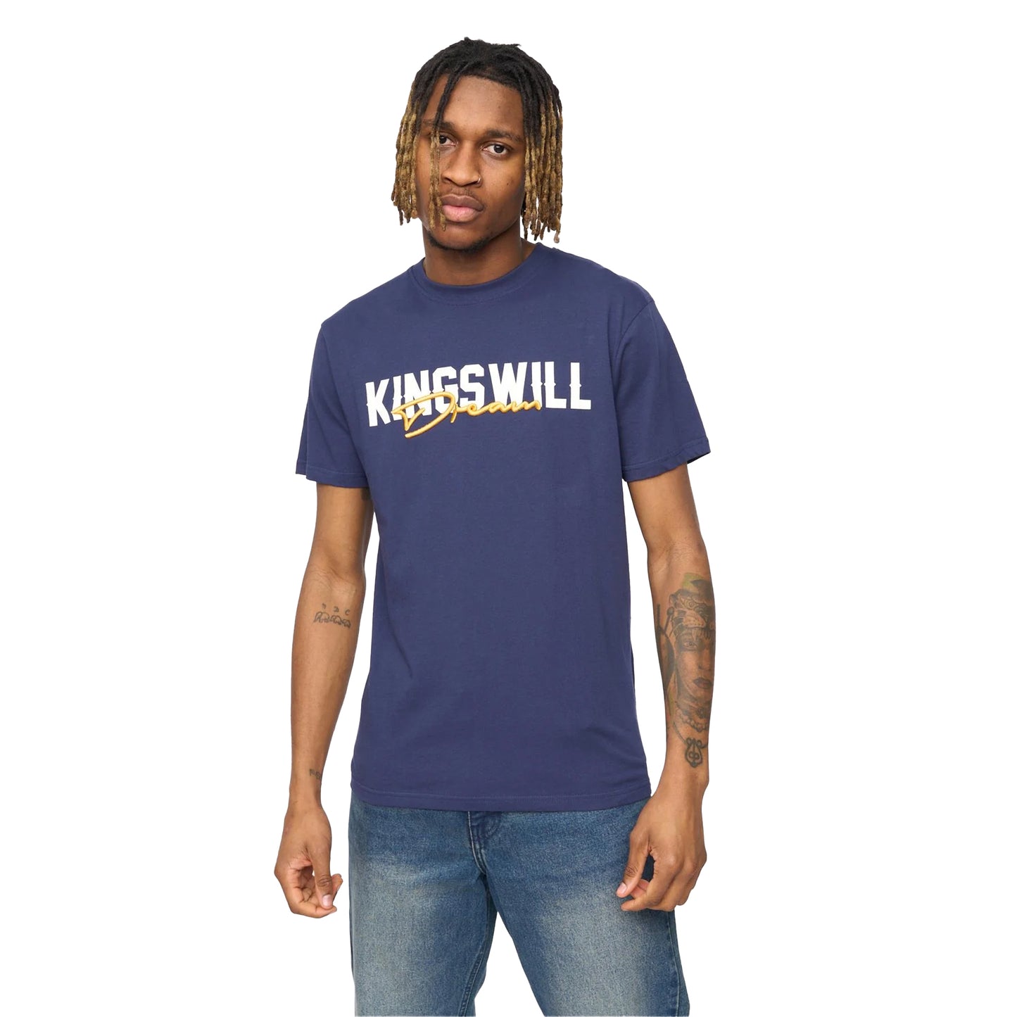 Navy - Front - Kings Will Dream Mens Bilkie Embroidered Logo T-Shirt
