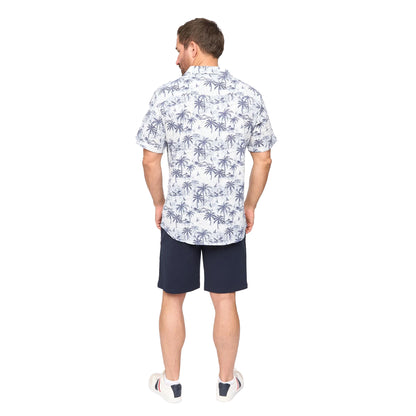 White - Back - Bewley & Ritch Mens Arecas Palm Print Polyester Short-Sleeved Shirt