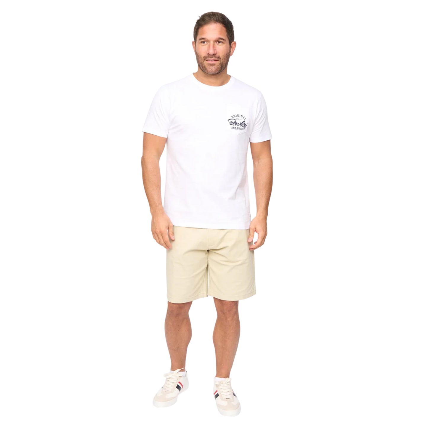 Stone - Side - Bewley & Ritch Mens Clarksten Cotton Regular Chino Shorts