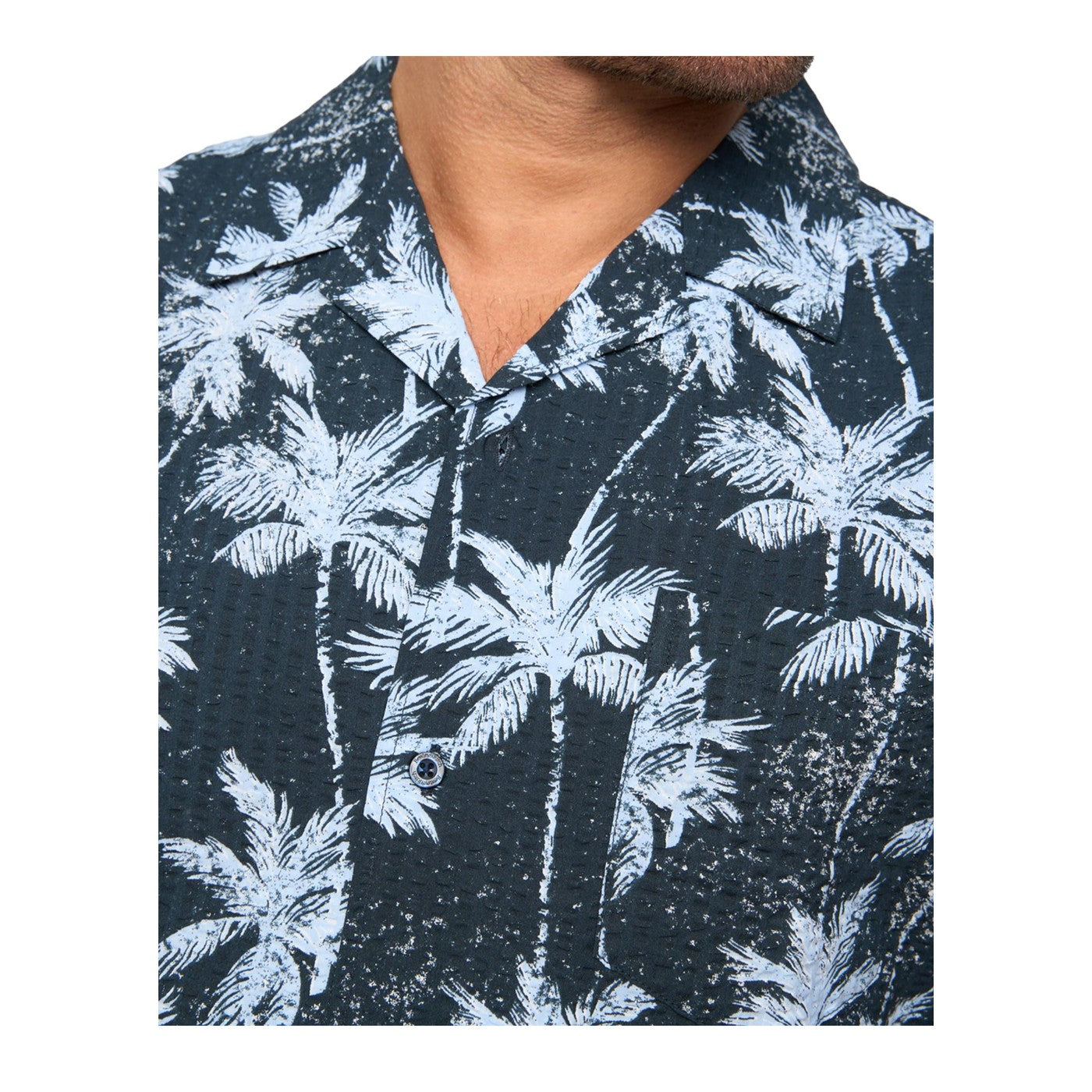 Black - Side - Bewley & Ritch Mens Palmetto Palm Print Short-Sleeved Shirt