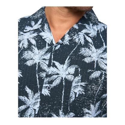 Black - Side - Bewley & Ritch Mens Palmetto Palm Print Short-Sleeved Shirt