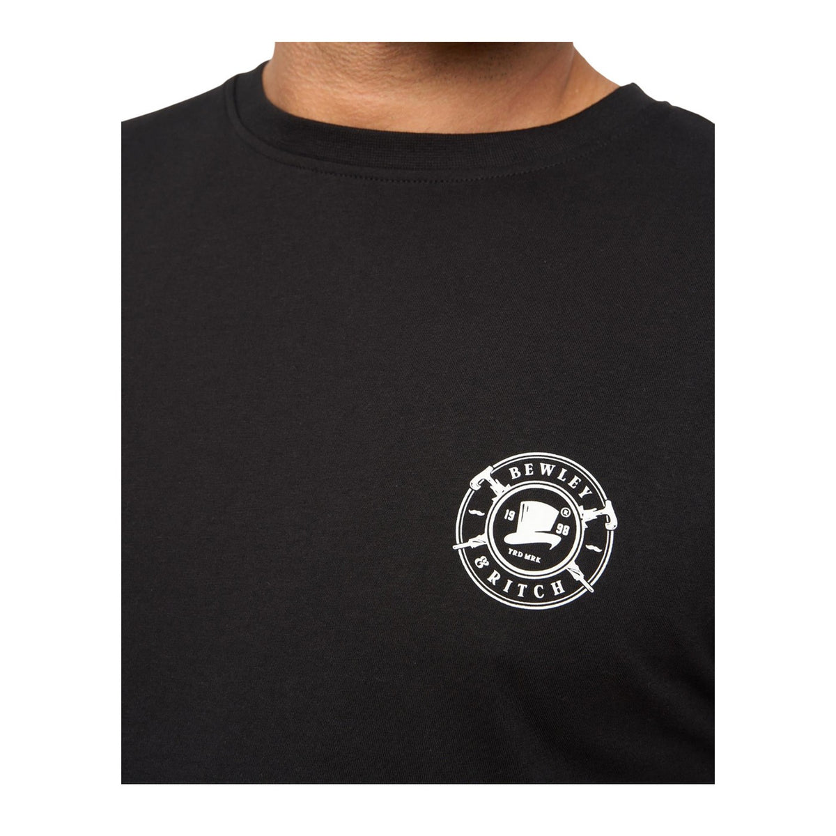 Black - Side - Bewley & Ritch Mens Arkley Embroidered Logo Soft T-Shirt