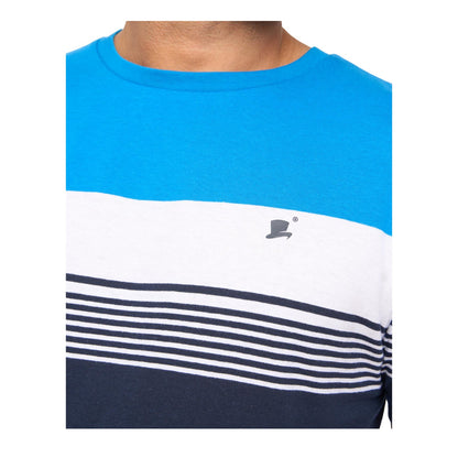 Blue Stripe - Side - Bewley & Ritch Mens Portmen Yarn Dyed Stripe Cotton T-Shirt