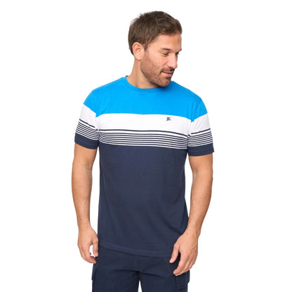 Blue Stripe - Front - Bewley & Ritch Mens Portmen Yarn Dyed Stripe Cotton T-Shirt