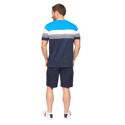 Blue Stripe - Back - Bewley & Ritch Mens Portmen Yarn Dyed Stripe Cotton T-Shirt