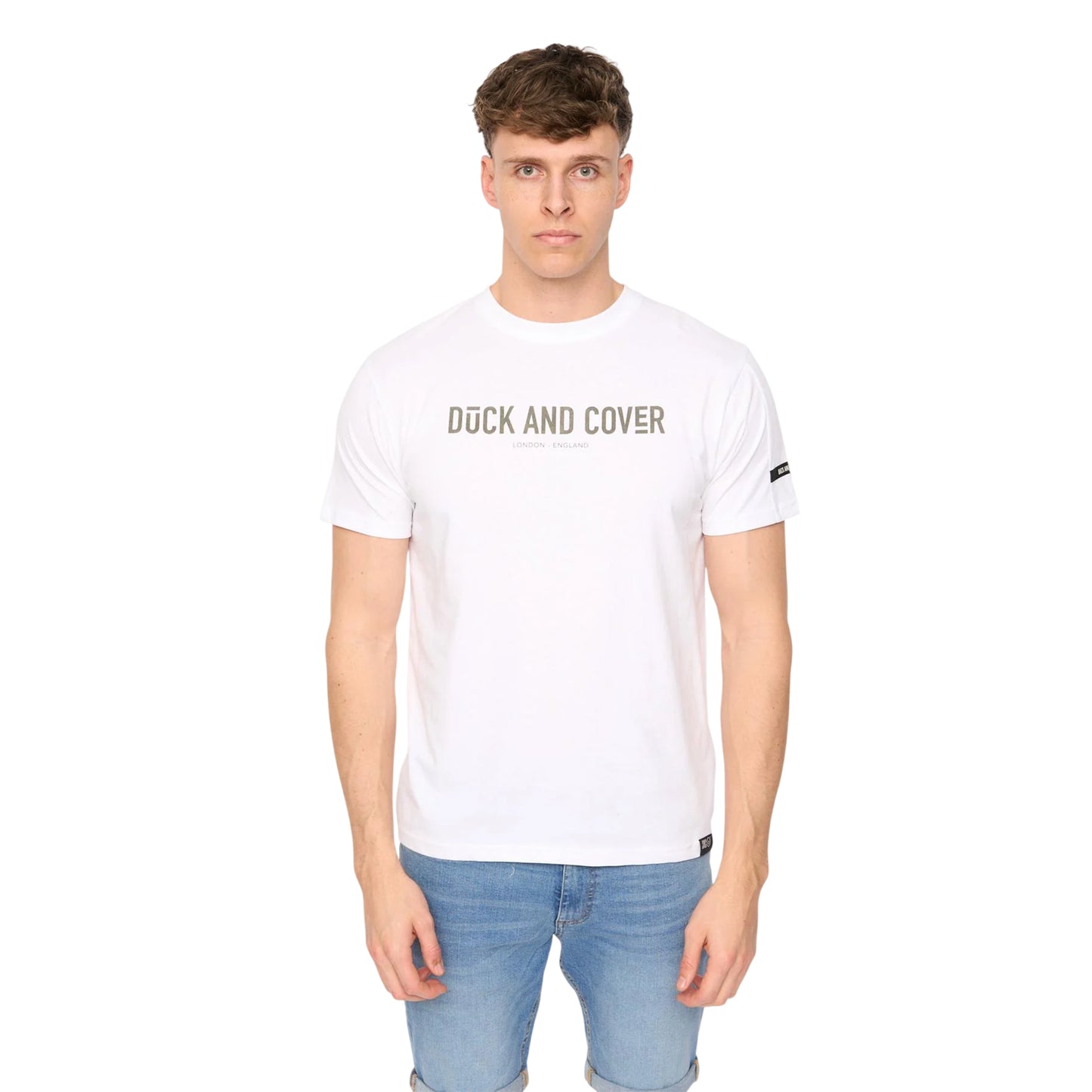 White - Front - Duck and Cover Mens Walpole T-Shirt