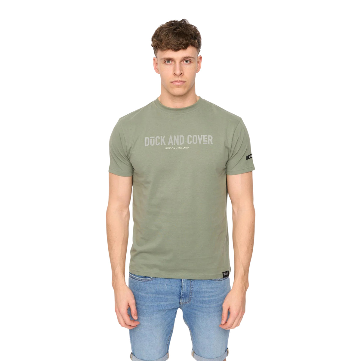Olive - Front - Duck and Cover Mens Walpole T-Shirt