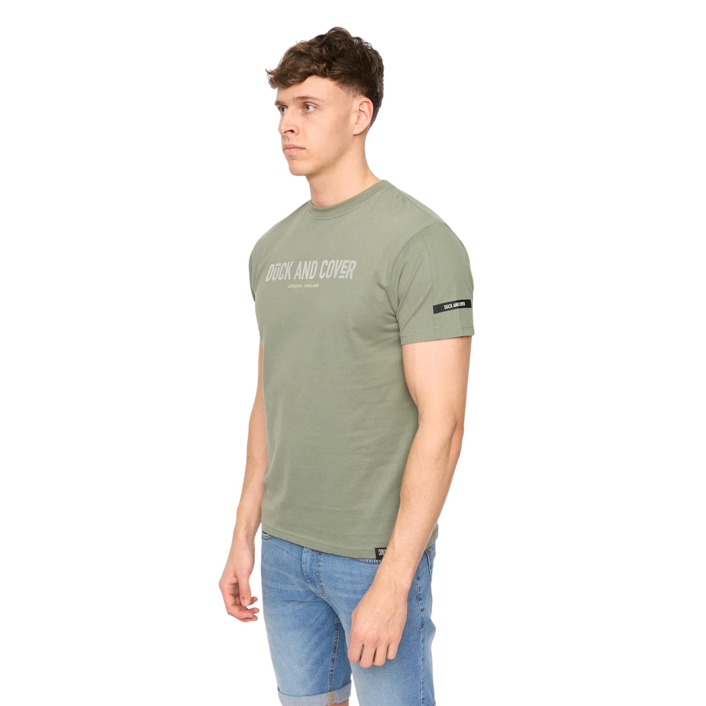 Olive - Side - Duck and Cover Mens Walpole T-Shirt