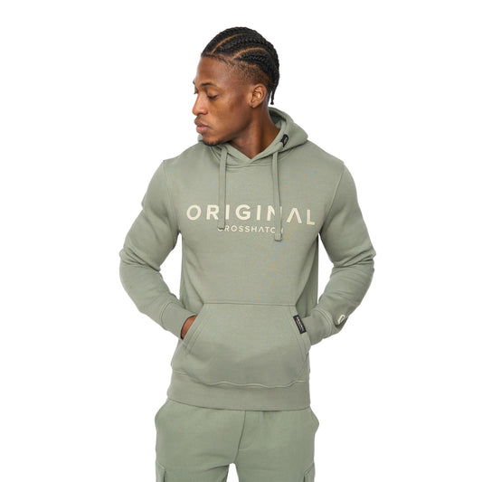 Olive - Front - Crosshatch Mens Bardon Hoodie