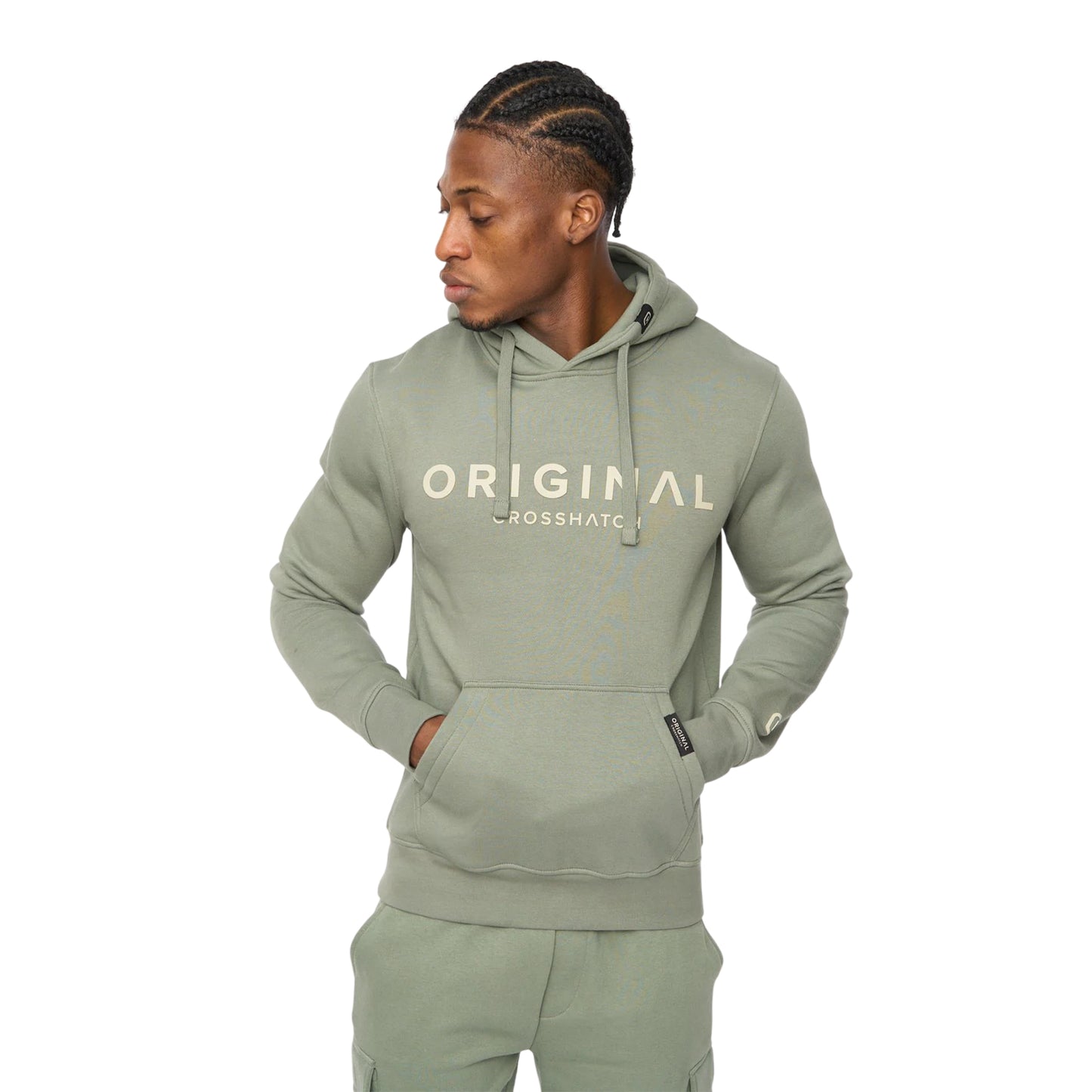Olive - Front - Crosshatch Mens Bardon Hoodie