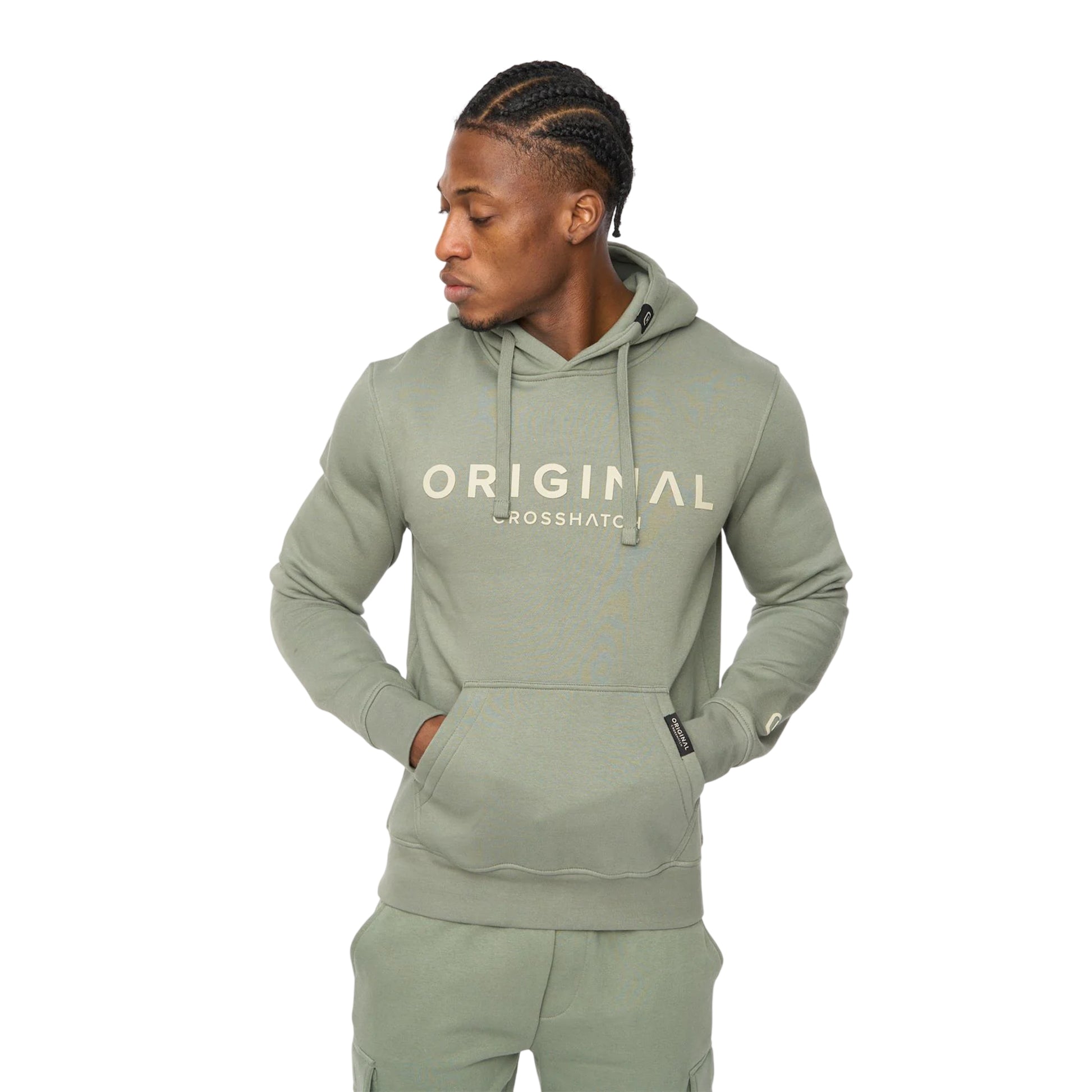 Olive - Front - Crosshatch Mens Bardon Hoodie