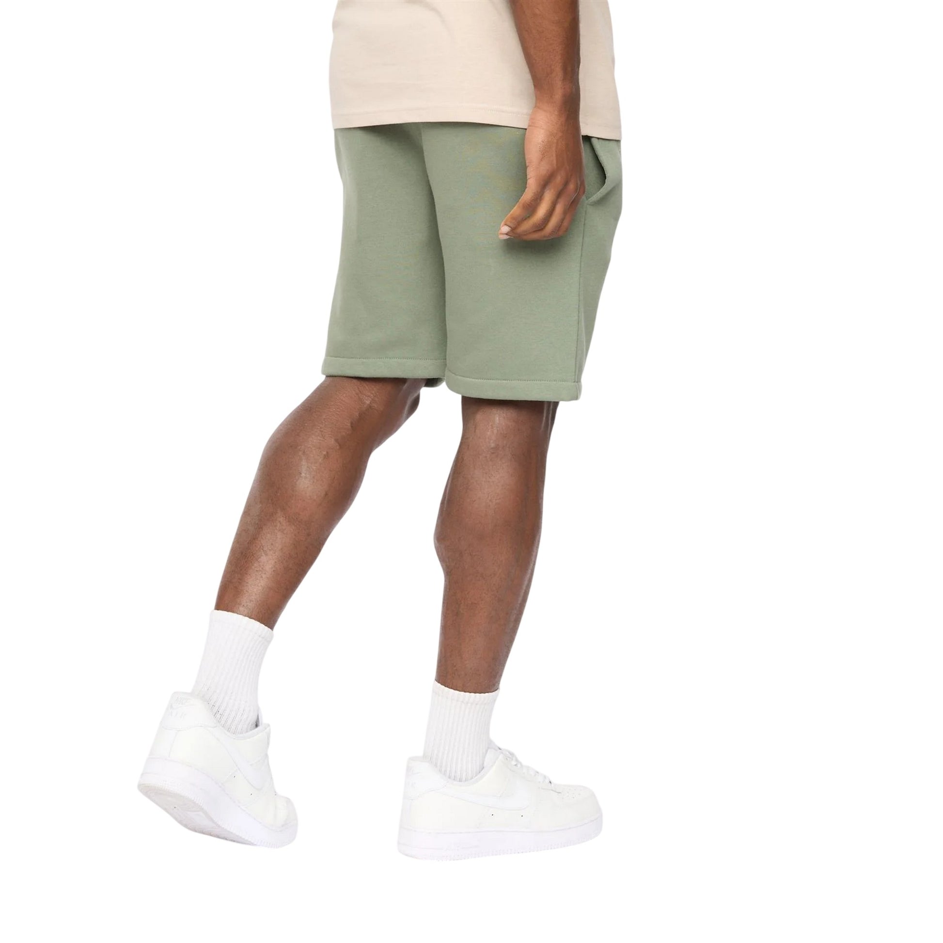 Olive - Back - Crosshatch Mens Bardon Casual Shorts