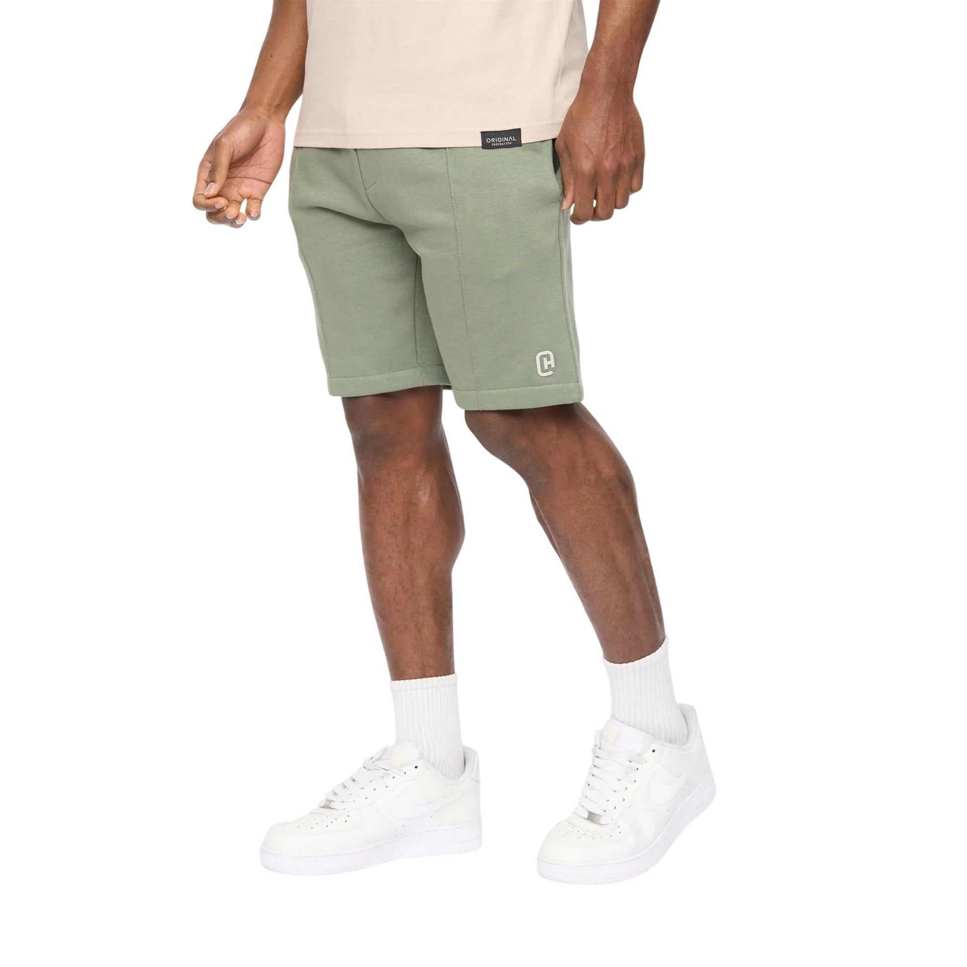 Olive - Side - Crosshatch Mens Bardon Casual Shorts
