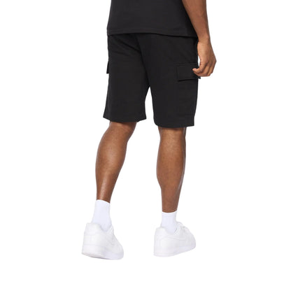 Black - Back - Crosshatch Mens Utilate Elasticated Waist Cargo Shorts