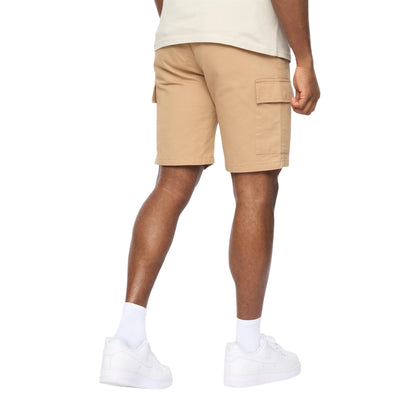 Stone - Back - Crosshatch Mens Utilate Elasticated Waist Cargo Shorts