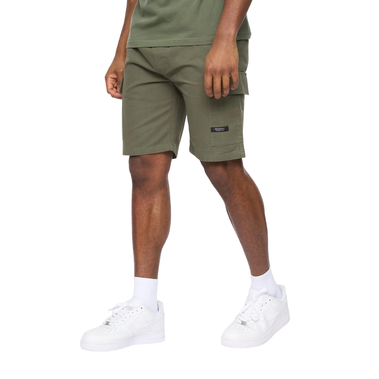 Thyme - Front - Crosshatch Mens Utilate Elasticated Waist Cargo Shorts