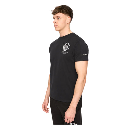 Black - Side - Duck and Cover Mens Randolph Logo Casual T-Shirt