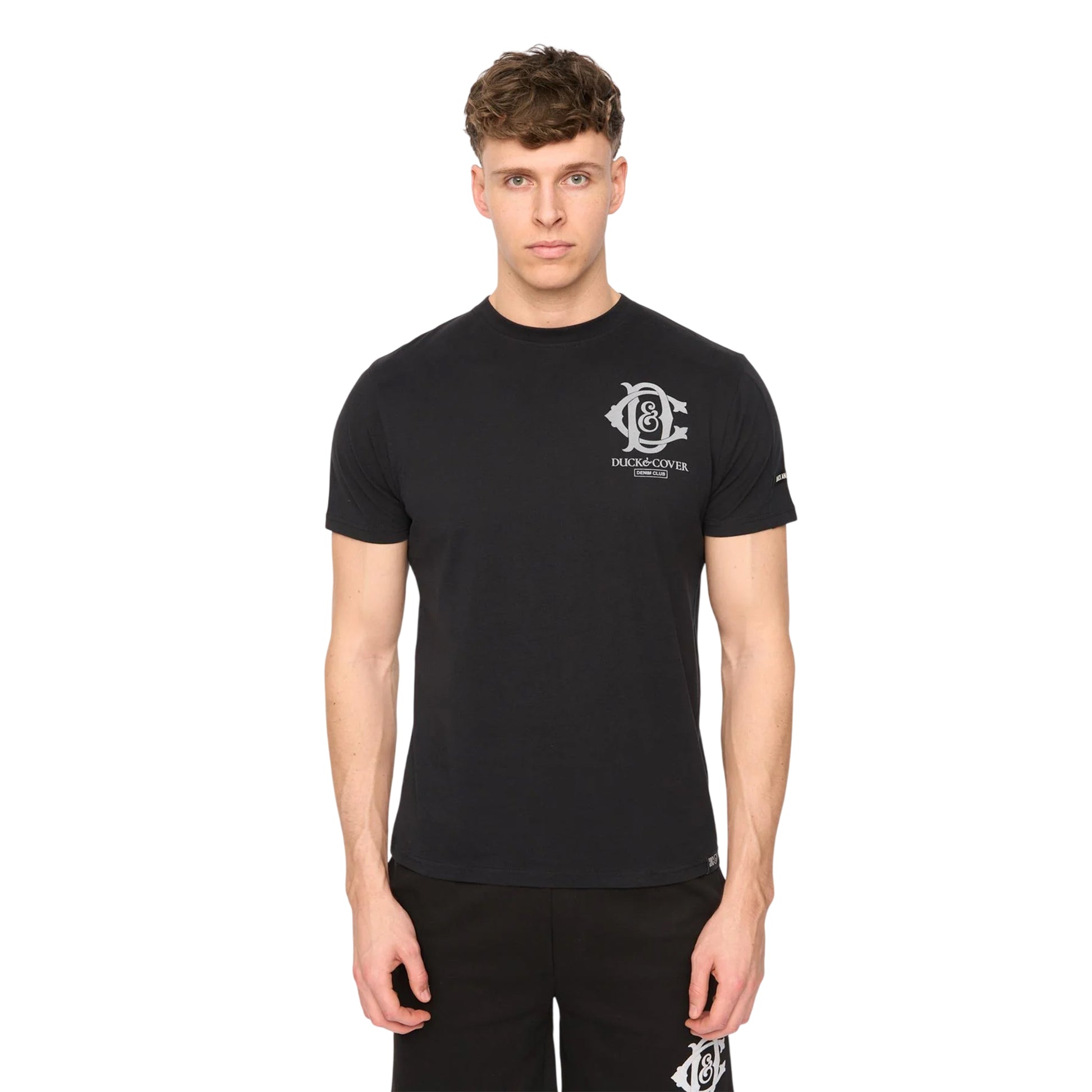 Black - Front - Duck and Cover Mens Randolph Logo Casual T-Shirt