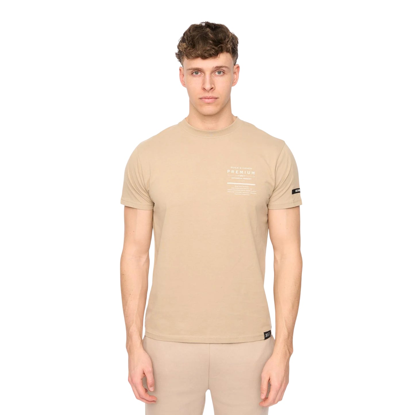 Stone - Front - Duck and Cover Mens Rayland Cotton T-Shirt