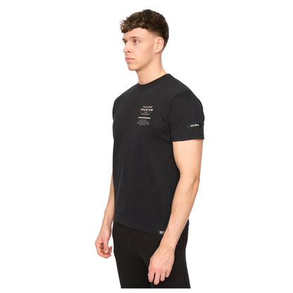 Black - Side - Duck and Cover Mens Rayland Cotton T-Shirt