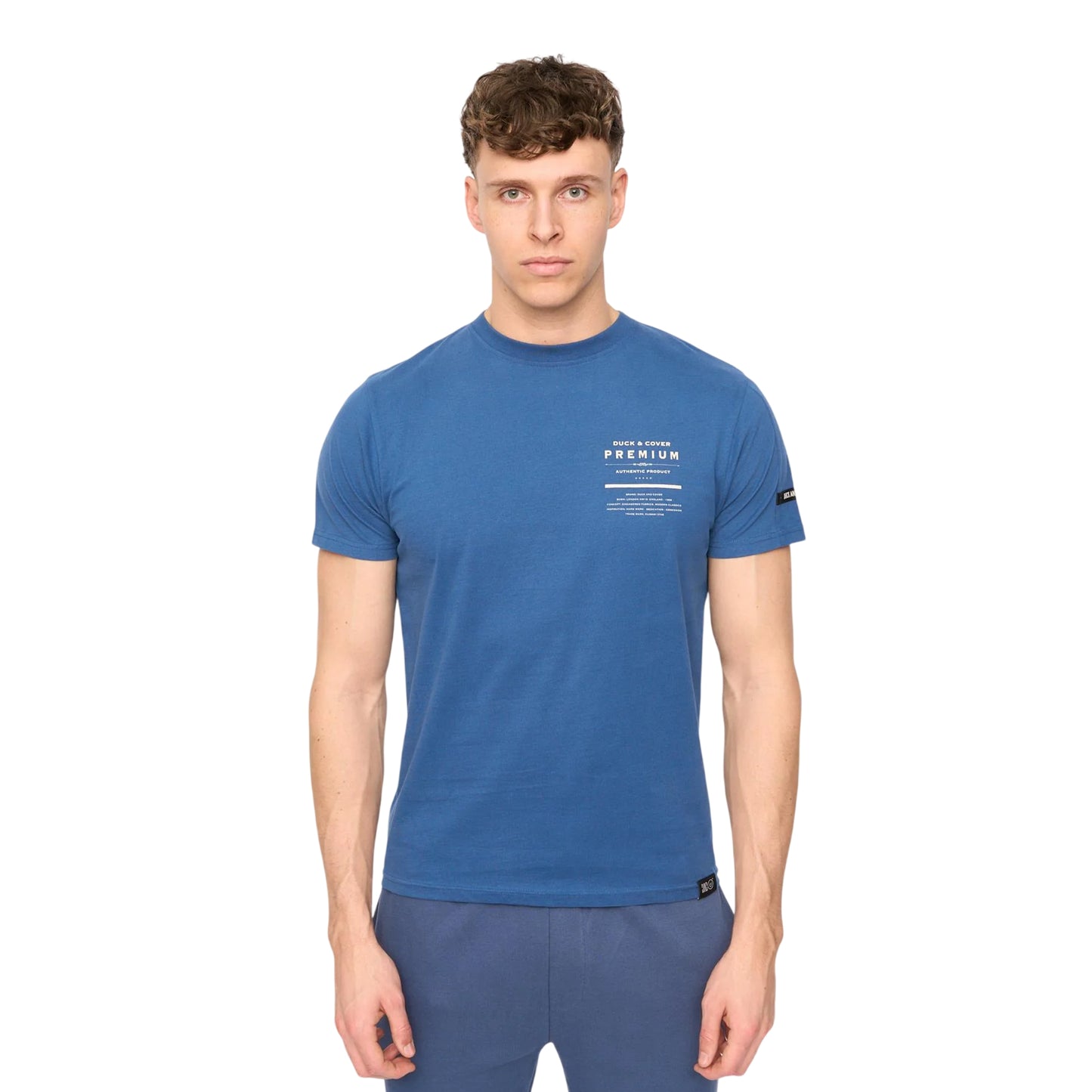 Blue - Front - Duck and Cover Mens Rayland Cotton T-Shirt