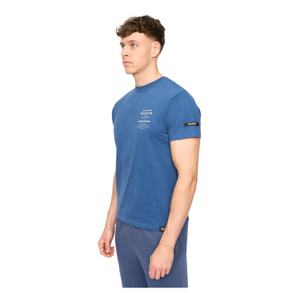 Blue - Side - Duck and Cover Mens Rayland Cotton T-Shirt