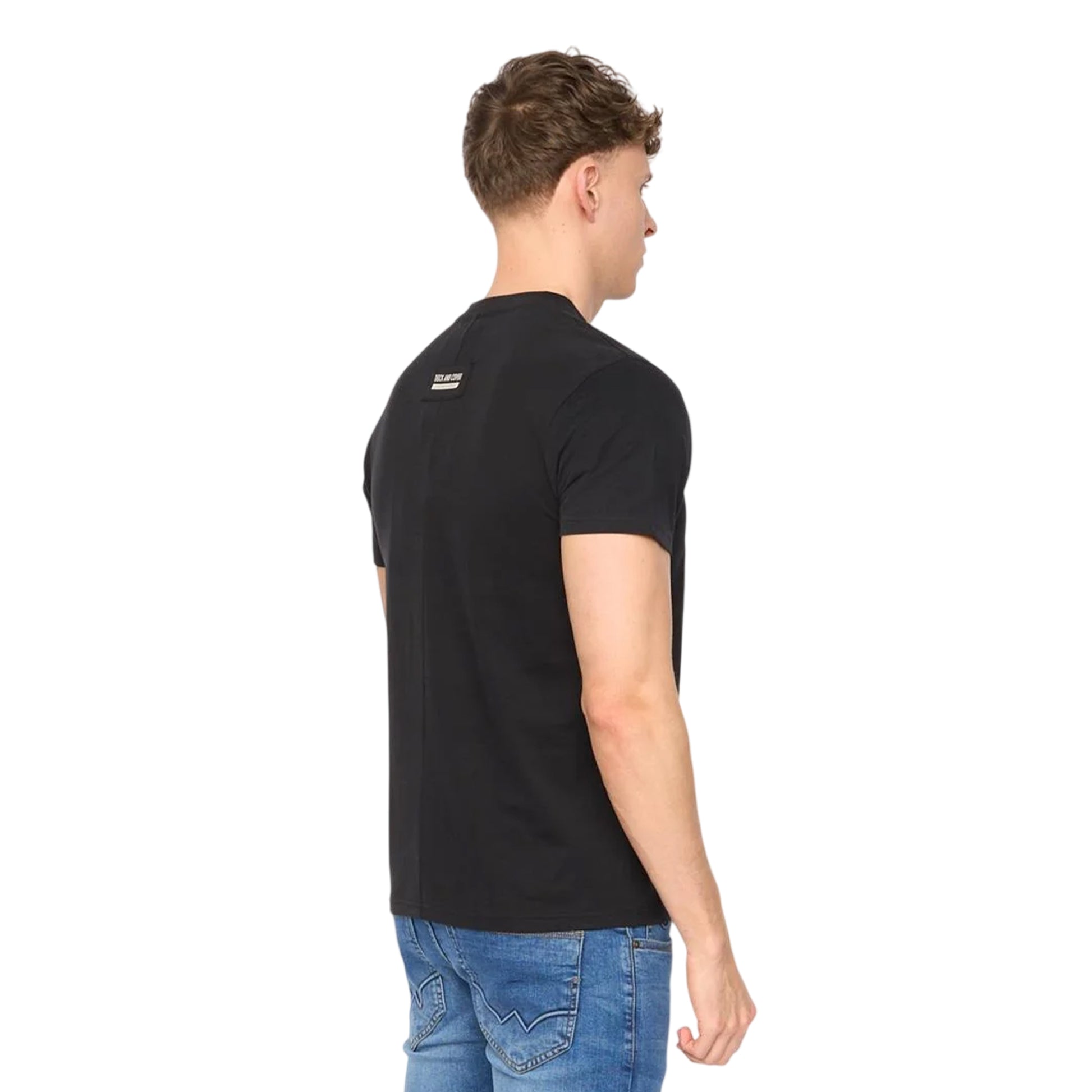 Black - Back - Duck and Cover Mens Stoneham Brushed Cotton T-Shirt