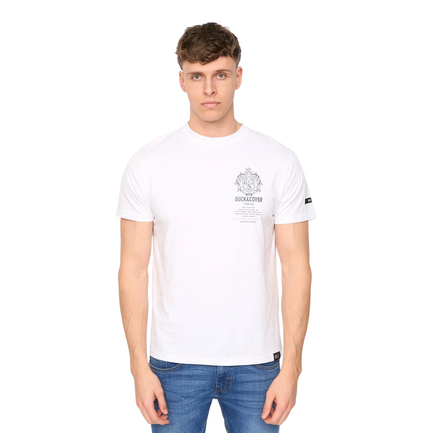 White - Front - Duck and Cover Mens Stoneham Brushed Cotton T-Shirt