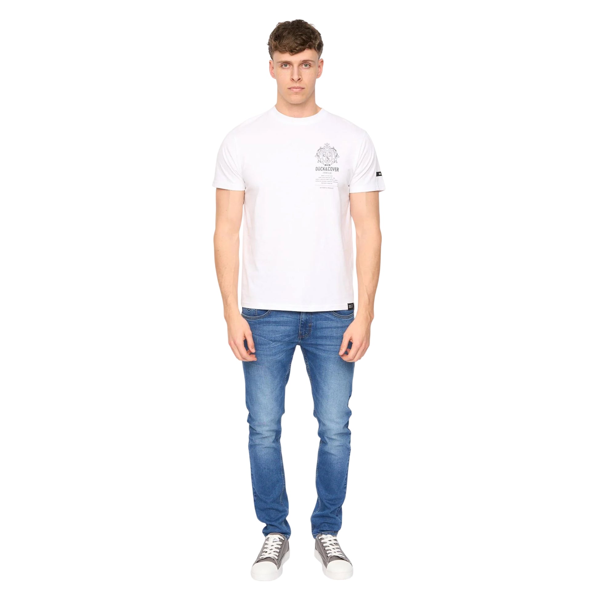 White - Lifestyle - Duck and Cover Mens Stoneham Brushed Cotton T-Shirt