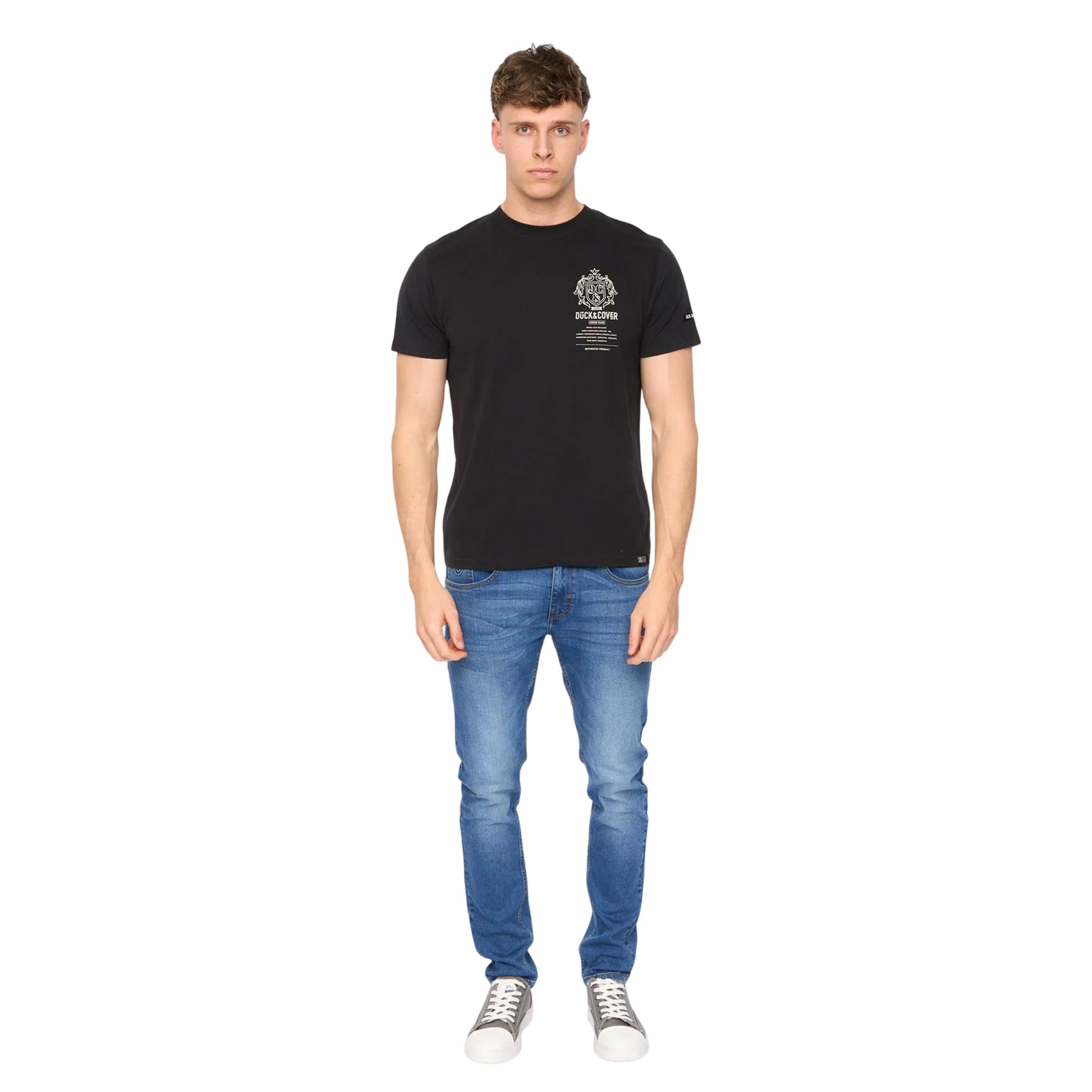 Black - Lifestyle - Duck and Cover Mens Stoneham Brushed Cotton T-Shirt