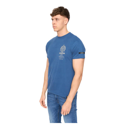 Blue - Side - Duck and Cover Mens Stoneham Brushed Cotton T-Shirt