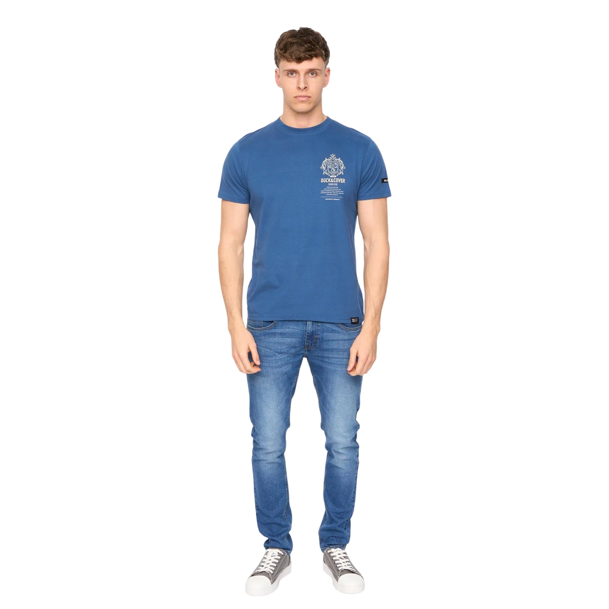 Blue - Lifestyle - Duck and Cover Mens Stoneham Brushed Cotton T-Shirt