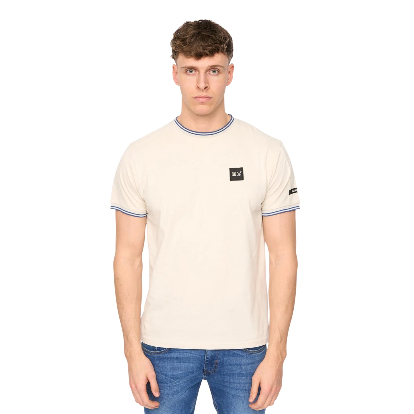 Stone - Front - Duck and Cover Mens Wrentham Cotton T-Shirt