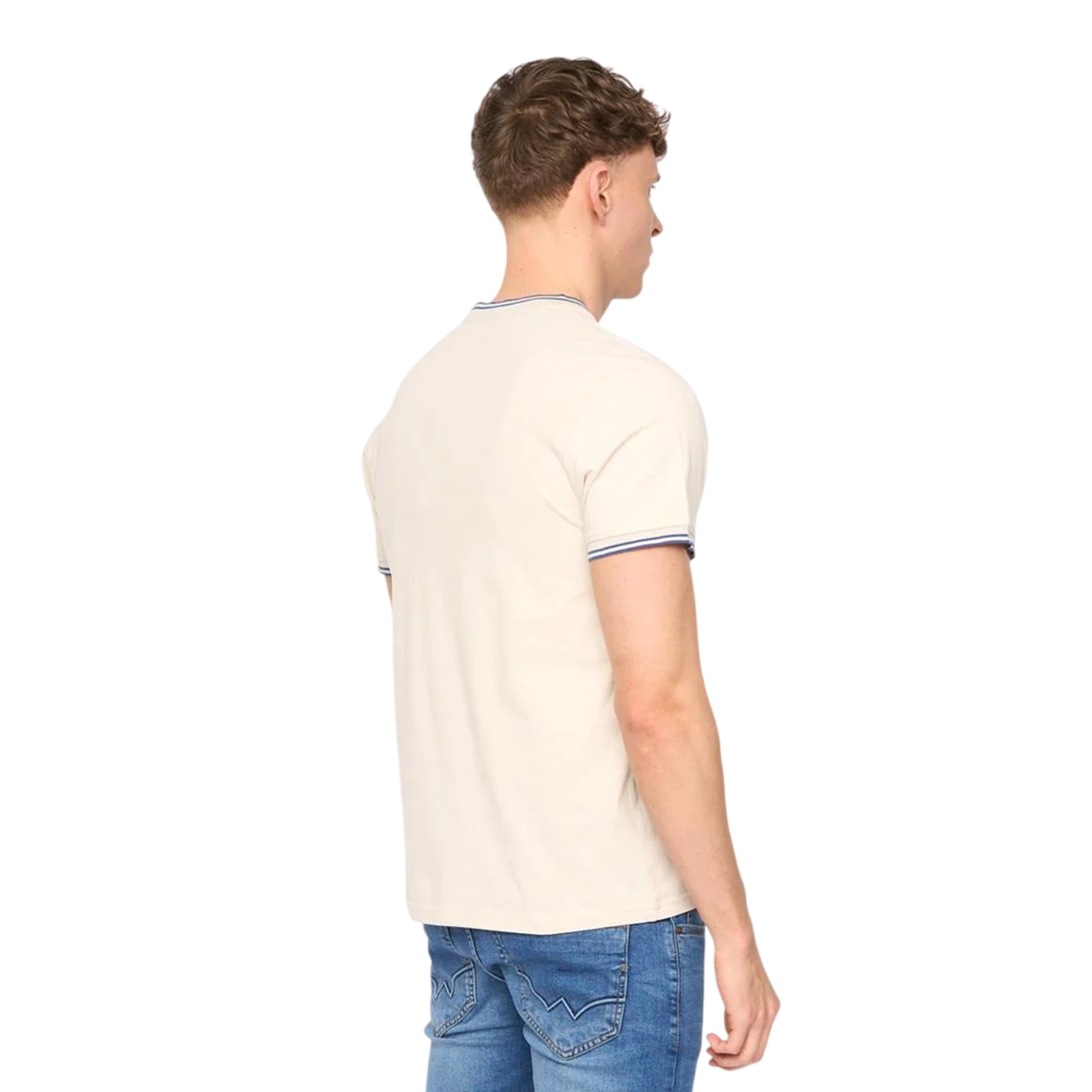Stone - Back - Duck and Cover Mens Wrentham Cotton T-Shirt