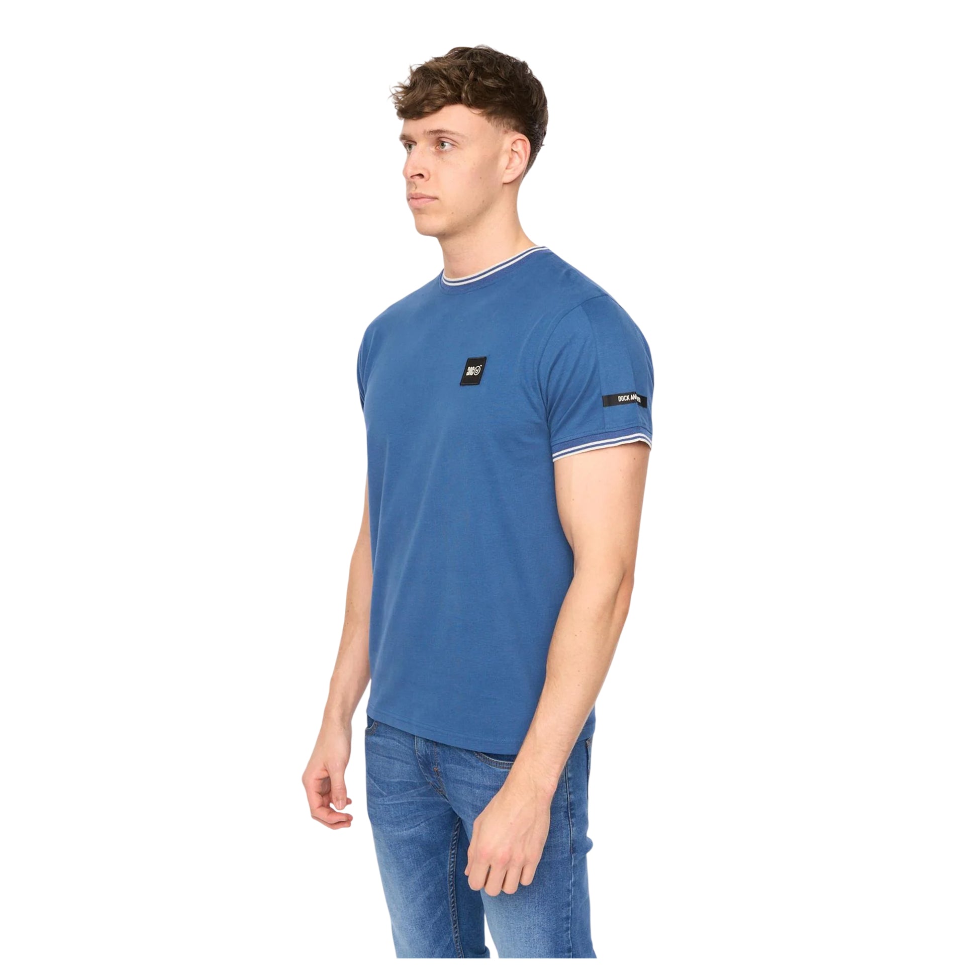 Blue - Side - Duck and Cover Mens Wrentham Cotton T-Shirt