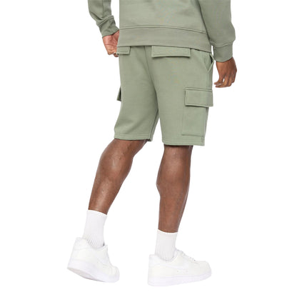 Olive - Back - Crosshatch Mens Bardon Cargo Shorts