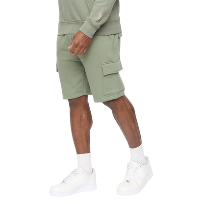 Olive - Side - Crosshatch Mens Bardon Cargo Shorts