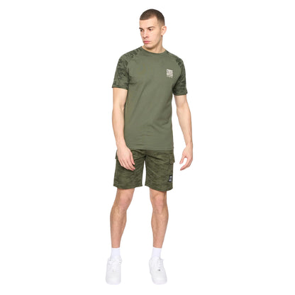 Deep Olive - Side - Crosshatch Mens Janscore Elasticated Waist Cargo Shorts
