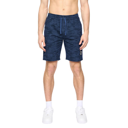 Navy - Front - Crosshatch Mens Janscore Elasticated Waist Cargo Shorts