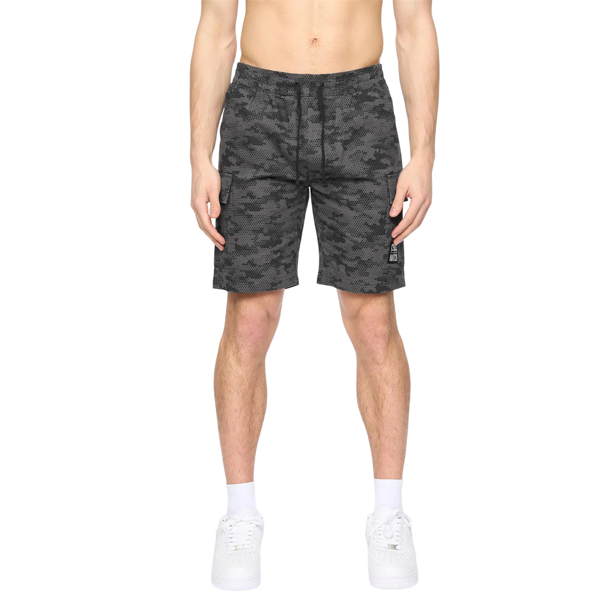 Dark Grey - Front - Crosshatch Mens Janscore Elasticated Waist Cargo Shorts