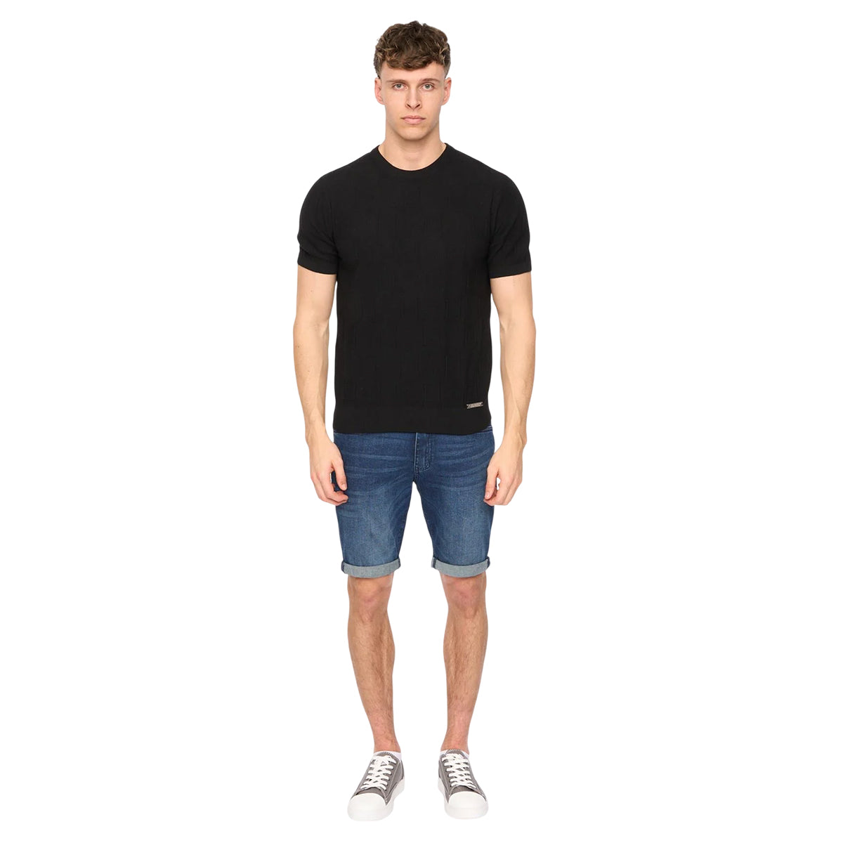 Black - Lifestyle - Duck and Cover Mens Littleton Knitted T-Shirt