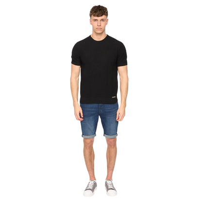 Black - Lifestyle - Duck and Cover Mens Littleton Knitted T-Shirt