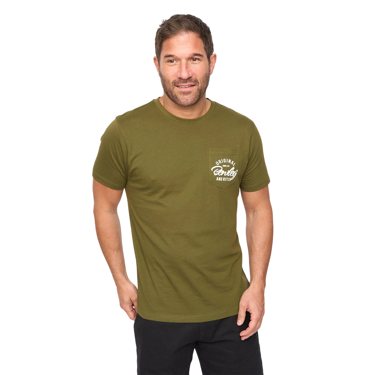 Olive - Front - Bewley & Ritch Mens Milestan T-Shirt