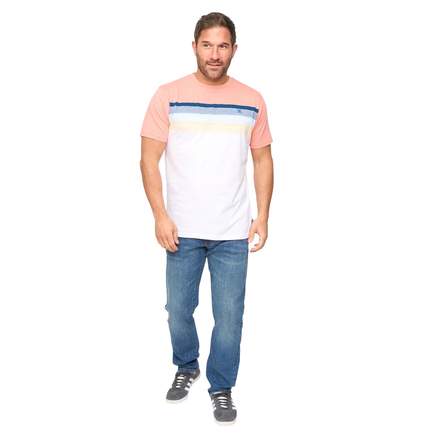 Coral Stripe - Side - Bewley & Ritch Mens Fenshaw T-Shirt
