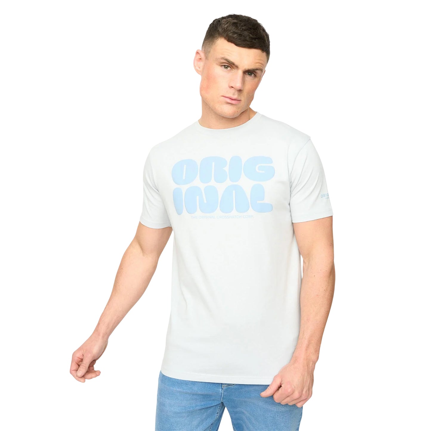 Light Blue - Front - Crosshatch Mens Transflate T-Shirt