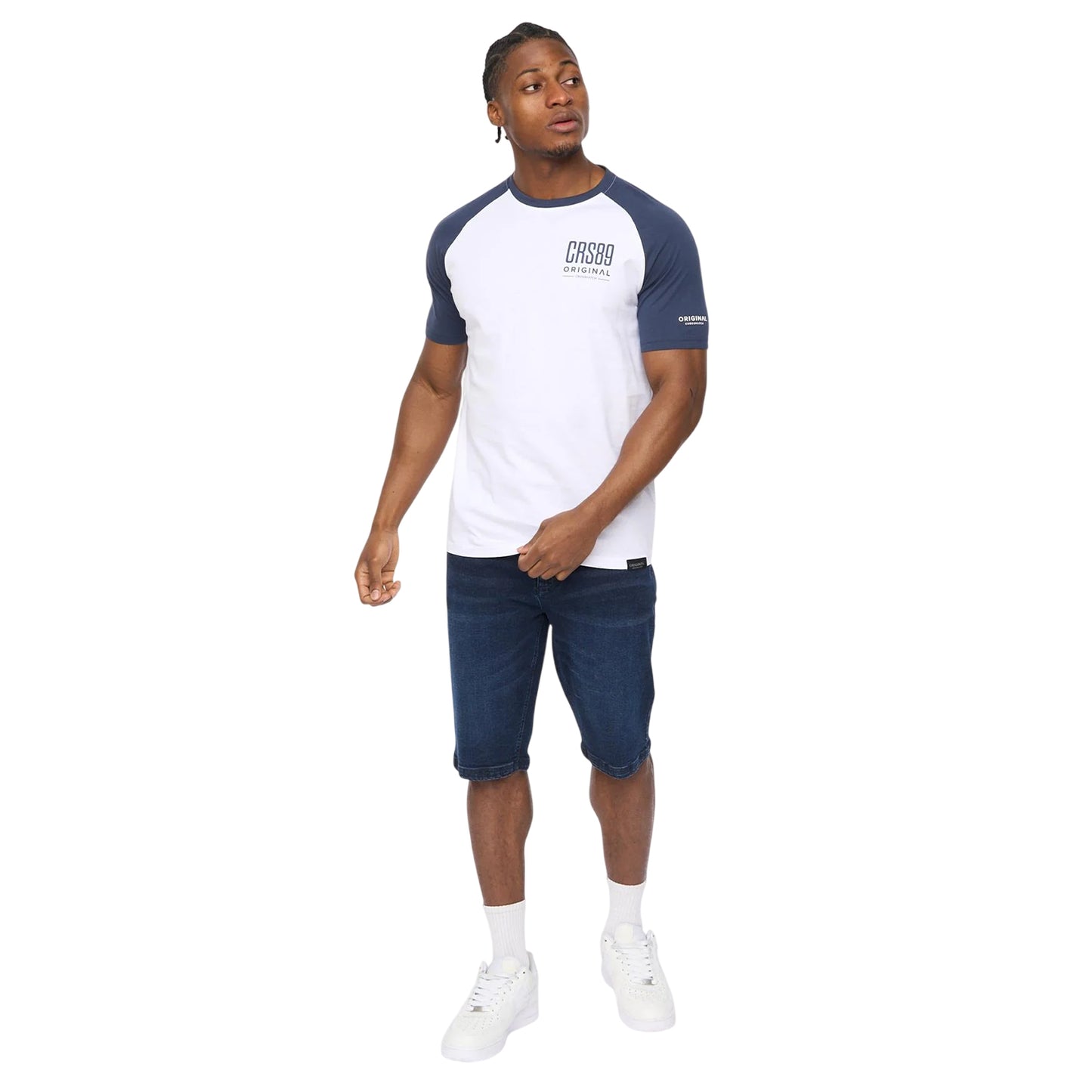 Navy - Side - Crosshatch Mens Bretsby T-Shirt