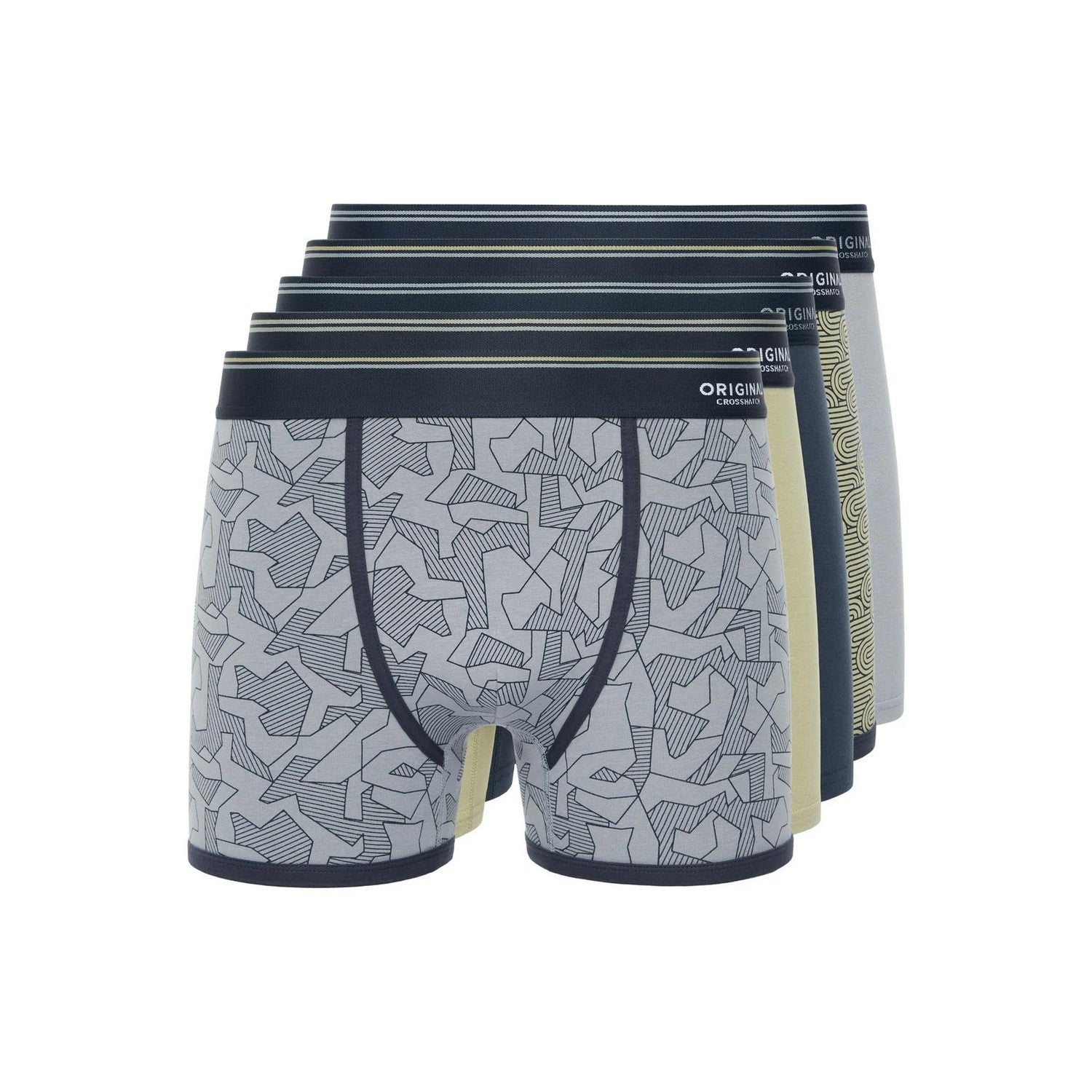 Green-Blue - Front - Crosshatch Mens Spherigon Boxer Shorts (Pack of 5)