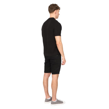 Black - Back - Duck and Cover Mens Danvers Knitted Quarter Zip Polo Shirt