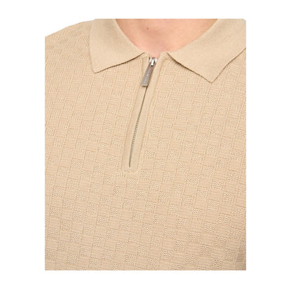 Stone - Side - Duck and Cover Mens Danvers Knitted Quarter Zip Polo Shirt